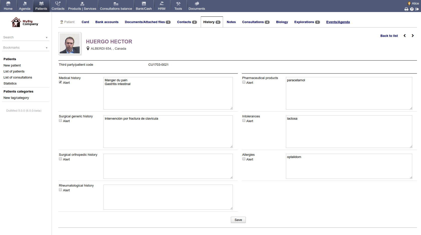 Antécédents médicaux